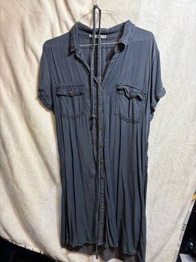 Maurices Slate Button-Front Midi Shirtdress